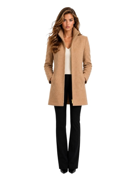 J. Crew Jackets & Blazers - J.Crew Camel Wool Blend Zip Front Village Coat Women’s Size 12